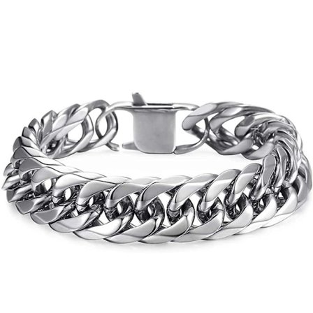 Miesten ruostumattomasta teräksestä valmistettu kuubalaisketju-ranneke