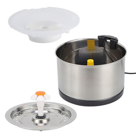 2,5L Rund Drikkefontæne i Rustfrit Stål til Kæledyr med 1,8M USB-Kabel til Katte og Hunde