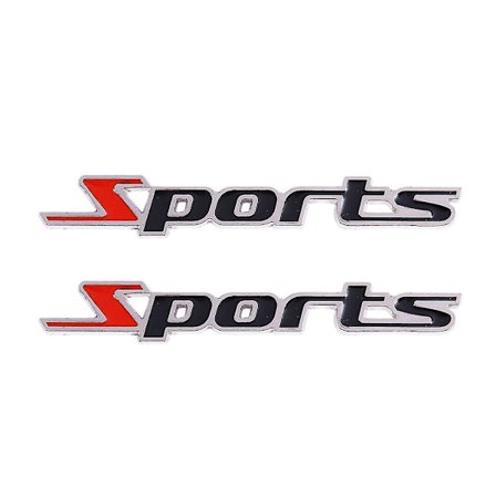 2 stk. svart og rød metall sportsbokstaver bilmerke klistremerke emblem dekor