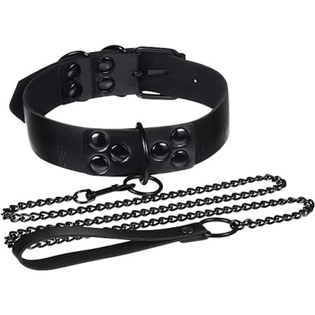 Svart PU-läder punk choker + dragkedja, sexig gotisk choker bälte