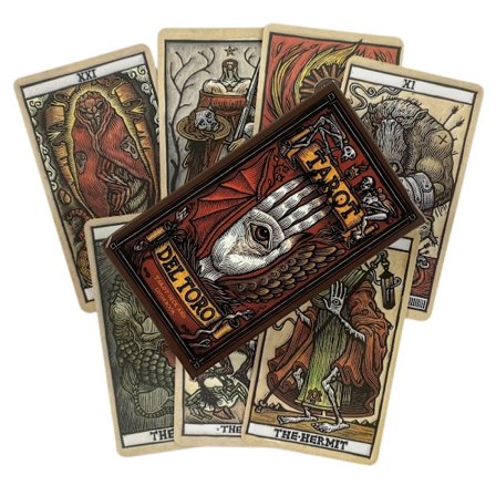Tarot del A Tarotkort og Guidebog Inspireret af Guillermo del Toros Verden, Nyhedsbog, Begynderkortspil, Kortspilsæt, Legetøj