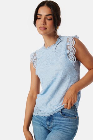 Pieces Pcolline SL Lace Top Kentucky Blue Klær