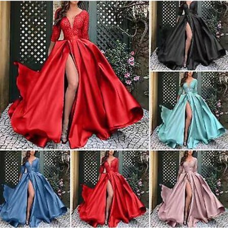 Kjoler til kvinner fest bryllupsgjest elegant vår sommer blonder paljetter swing sexy skinny smoking slim aften maxi kjole ZD