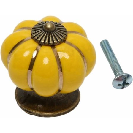 Sæt med 4 farverige keramiske skabslågeknapper i form af græskar