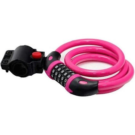 Cykelås Hög Säkerhet 5-siffrig Återställningsbar Kombinationslåskabel Bäst för Cykel Utomhus, 1,2mx12mm (Rosa)