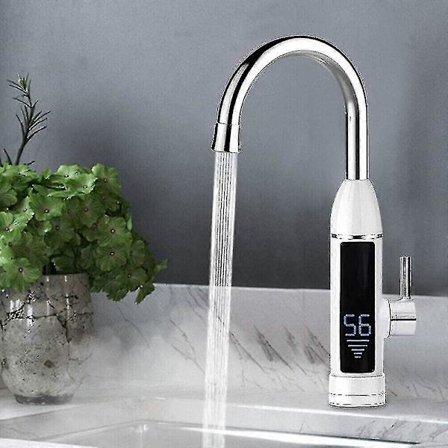 Elektrisk vannkran, 3000w 220v kjøkkenvannvarmer oppvarmet vannkran med innebygd vannvarmer, vannkran med temperaturdisplay, 360 Rota