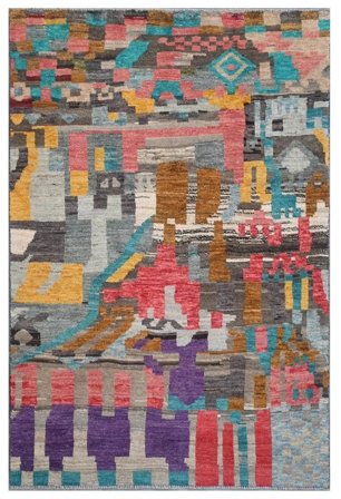 Hand Knotted Berber Colourful Rug 122X187 Dark Red/Dark Grey