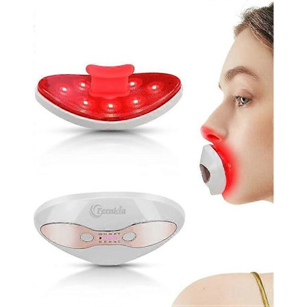 LED rött ljus läppförstoringsmaskin, uppvärmd skönhetsverktyg för läpp- och ögonvård för anti-aging, utjämning av läpprynkor, fylligare läppar och 