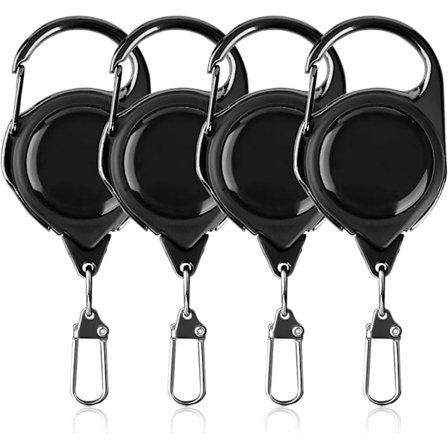 4 stk. Fiske Retractor Retractable Karabinkrok, Fluefiske Retractor Retractable Badge Holder med Linespole