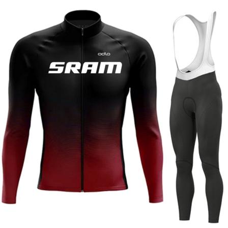 SRAM Pro Autumn Cycling Jersey Set Cykel Sportkläder Kostym MTB Uniform Ropa Ciclismo Road Bike Kläder Bicicleta Long Bib Byxor Lavender L