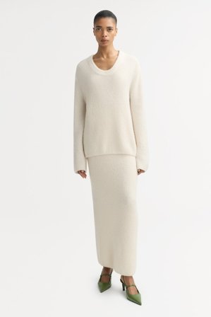 Soft Goat - Boucle crewneck - Kaschmirpullover für Damen - M - Ivory