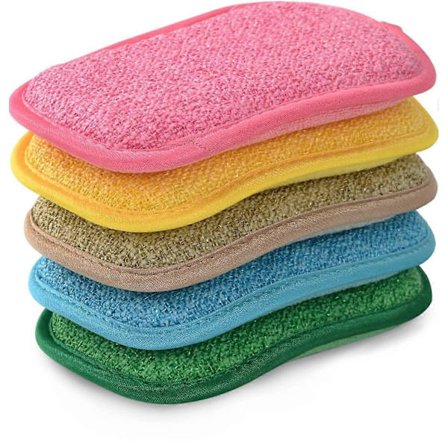 Skrubbesvamper som ikke riper, gjenbrukbart mikrofiber kjøkkensett oppvaskskrubber