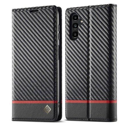 SKALO Samsung S25 FE LC.IMEEKE Carbon Fiber Lompakkokotelo - Musta