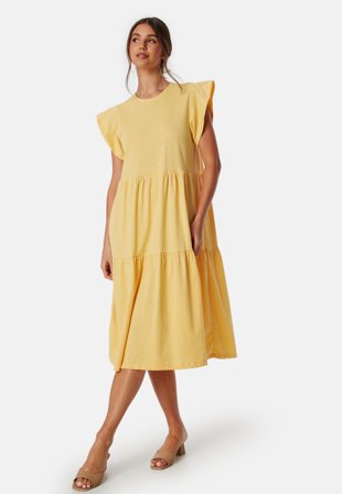 VILA Visummer S/S midi dress Yellow Klær