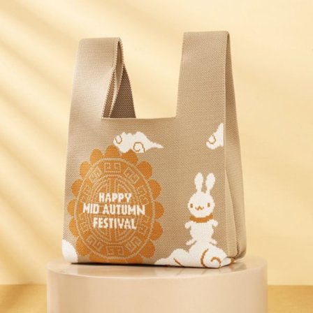 Mid-Autumn Festival Strik Håndtaske Kanin Knot Wrist Bag 1 1