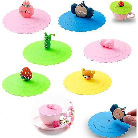 Silikon Tumbler Lokk, 6 Matvaregodkjente Silikon Tumbler Glassdeksel Sett, Silikongave