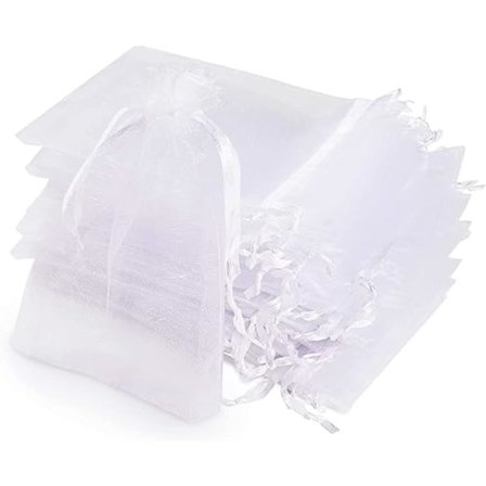 Organzaposer, 120 Transparente Organzaposer, 10x15cm Hvit Organza