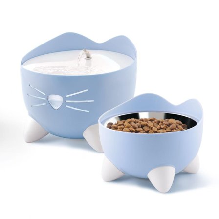 Catit Pixi Sett med Vannfontene og Matskål - Blå
