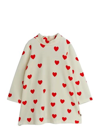 Mini Rodini Hearts Aop Velour Dress - Cream - 128/134