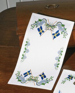 Broderikit Löpare Sveriges flagga