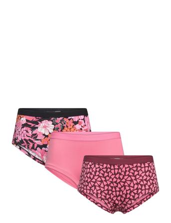 Brief Hipster 3 Pack Aop Night & Underwear Underwear Panties Rosa Lindex*Betinget Tilbud