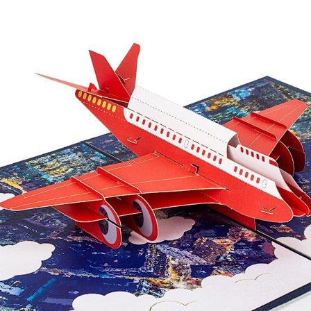 Flygplan Pop Up-kort, 3D Handgjort Grattiskort för Alla Tillfällen, Grattis på Födelsedagen, Årsdag, Examen, Grattis, Fars Dag