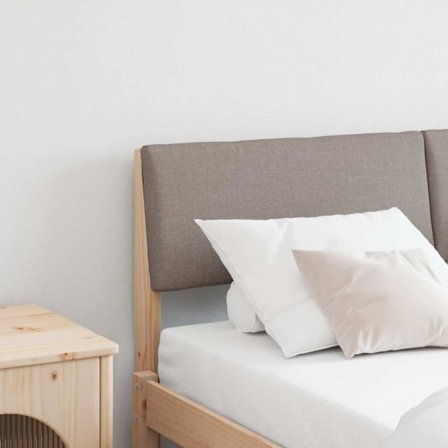 Klädd sänggavel Taupe 140 cm Massiv furu
