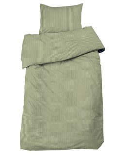 Vintage tvättat Påslakanset med tryckta ränder Malte 2-delar Ljusgrön - Linea