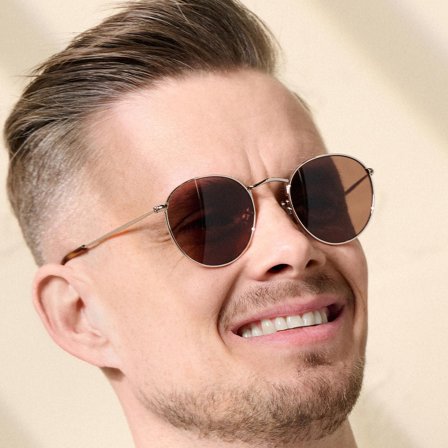 Round Silver-Tone Lennon Sunglasses for Men - Retro sunglasses