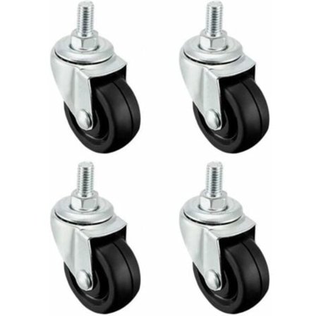 4-pack 40 mm gummihjul med M8 gängad stång