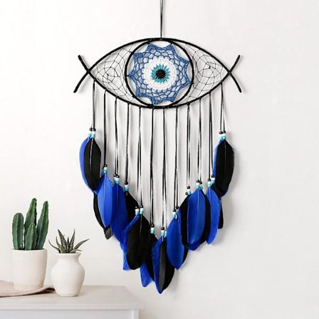 Macrame Evil Eye Dream Catcher Käsinkudottu Valkoiset Sulat Dreamcatcher Seinävaate Koti Dekoratiivinen Koriste Siunaus Festivaali Lahja,musta