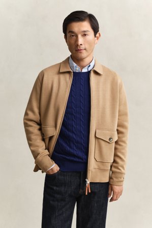 GANT Herren Sweatjacke mit Reißverschluss aus Romanit (S) Khaki