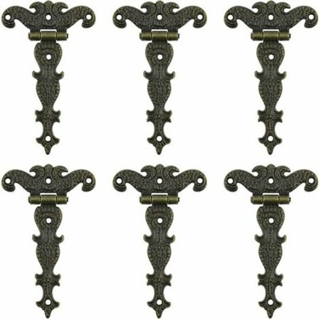 Antik Bronze Hængsel Retro Forbindelser Bronze Dekorative Hængsler Vintage Bronze Dekorative Hængsel, 6 Stykker, Velegnet til Kabine