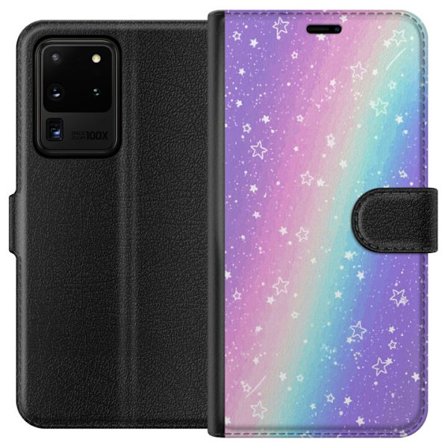 Kompatibel Tegnebogsetui til Samsung Galaxy S20 Ultra Rainbow-farvet pastelbaggrund med hvide stjerner og glitrende prikker i blød overgang