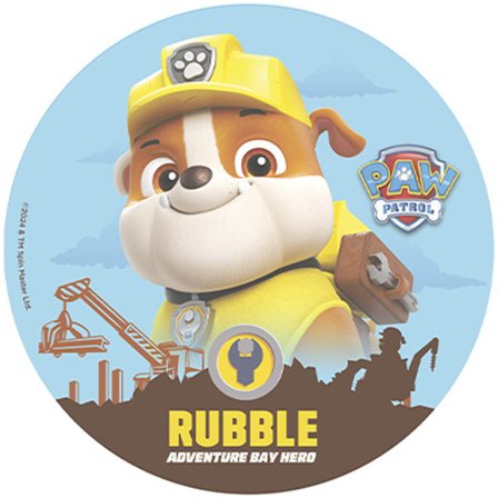 Tårtbild Rubble Paw Patrol Oblat 20 cm - Paw Patrol Kalas Dekoration - Kalaslagret.se