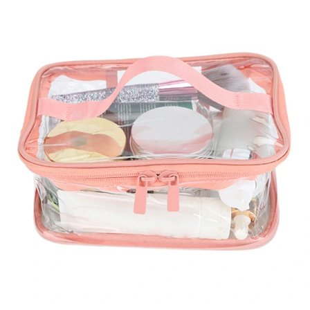 Transparent toilettaske rejse kosmetisk makeup taske opbevaring taske bærbar gennemsigtig taske til rejser ferie badeværelse pink