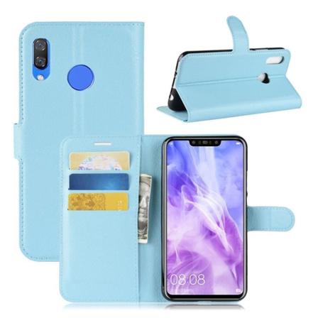 Huawei P Smart Plus liitsihedelmä jyvä rakenteinen synteetti nahkainen lompakko suojakotelo - Sininen Blue