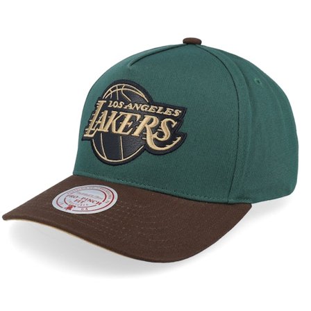 Mitchell & Ness - NBA Grøn adjustable Kasket - Hatstore Exclusive x Los Angeles Lakers Pro Crown Dark Green/Brown A-frame Adjustable @ Hatstore