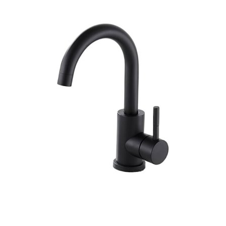 Köksblandare, 360° roterande köksblandare för litet kök, blandare för kök eller badrum, köksblandare med hög pip, matt svart