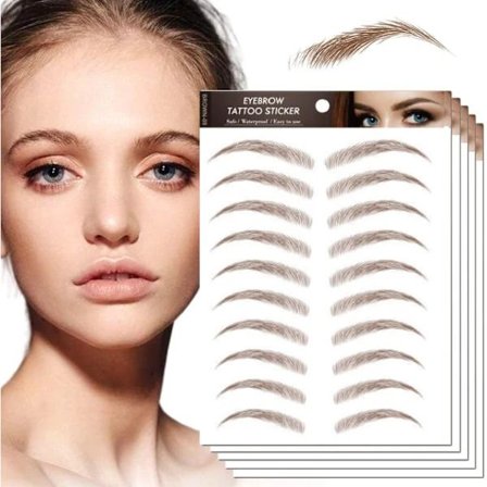 (Brun) 10 Ark Vanntette Øyenbryns Tattoo-klistremerker (Stil 9), A