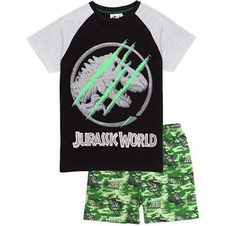 Jurassic World Pojkar Camo Korta Pyjamas Set 4-5 År Svart/Grön