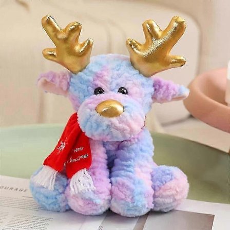 30 cm Herlige Rein Plysjleker Kawaii Julerein med Skjerf Dukker Fylte Myke Puter for Juledekorasjon Gave farge lilla