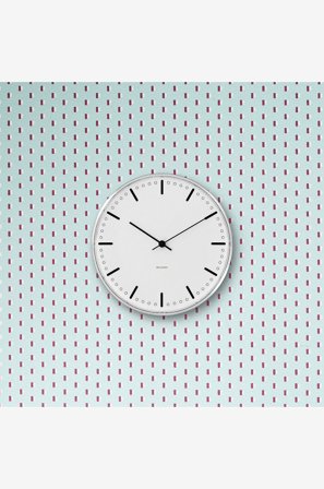 Arne Jacobsen - Seinäkello City Hall, Ø 21 cm - Valkoinen - Seinäkellot & pöytäkellot - - Homeroom
