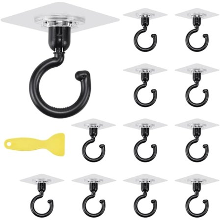 12 st självhäftande krokar för tak, 360° roterande självhäftande krokar, vattentäta självhäftande krokar i plast, hopfällbara