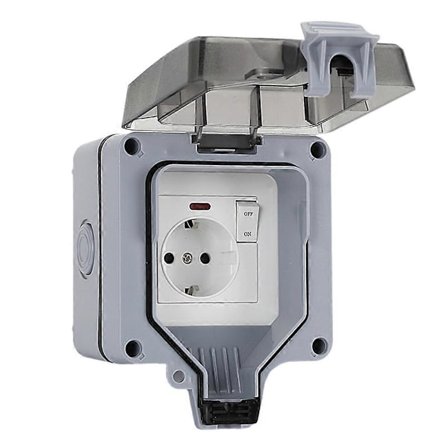 IP66 Outdoor Extension Lead 16A Rainproof Charging Socket Outdoor Socket Waterproof Box with Separate Switch
