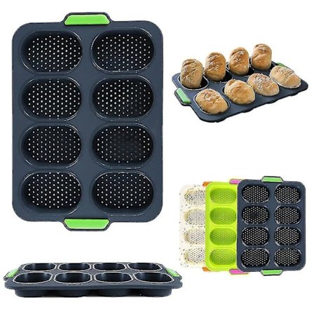 Mini Baguette Brød Bakeform Silikonform Brett Brød Non-Stick Perforert Panneform