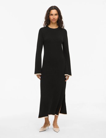 Vila Vikerry O-Neck L/S Knit Maxi Dress-Noos - Black - XL