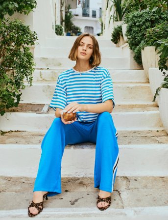 FREE/QUENT Fqfenjal-Tee - Blue - L