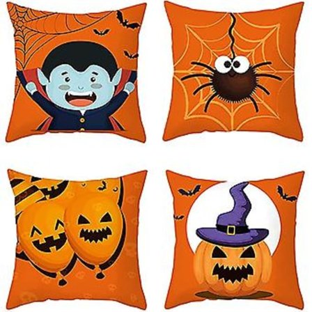 Halloween Kudde Set 4st Halloween Soffa Kuddfodral Halloween Kastkudde Överdrag Set Halloween Kuddfodral Överdrag Kudde För Soffa Rektangulär Kudde