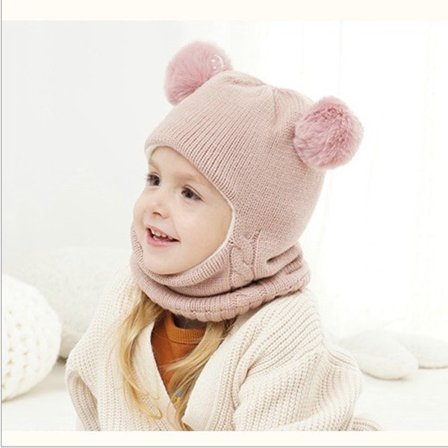 Baby Boy och Girl Earmuffs Scarf All-in-One Beanie och Hals Plus